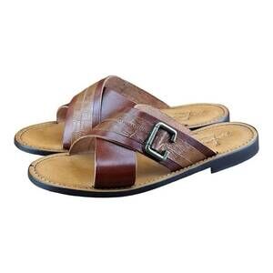 Re Ferdinando Vero Cuoio  Slides Sandals 11.5 Brow leather